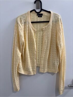 GAP butter yellow Eyelet Button-Front Cardigan